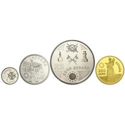 Serie 4 monedas 1, 5, 25 y 200 Euros. - 1998. - HOMENAJE AL EJERCITO DE TIERRA ESPAÑOL. - AR (3) y A