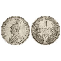 1 Rupia. - 1905-A. - GUILLERMO II. - AR. (Golpecitos y rayitas). KM-10. MBC. - -