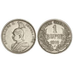 1 Rupia. - 1910-J. - GUILLERMO II. - HAMBURGO. - AR. (Golpecitos y pequeñas rayitas). KM-10. MBC. -