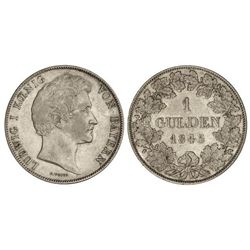 Gulden. - 1845. - LUIS I. - BAVIERA. - AR. (Rayitas). KM-788. MBC. - -
