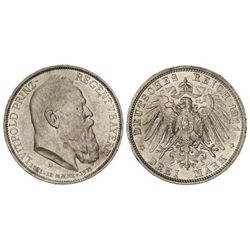 3 Marcos. - 1911-D. - BAVIERA. - AR. 90 Aniversario Príncipe regente Leopoldo. KM-517. EBC+. - -
