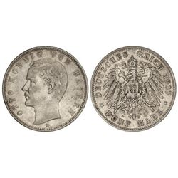 5 Marcos. - 1907-D. - OTTO. - BAVIERA. - AR. (Pequeños golpecitos y rayitas). KM-512. MBC. - -