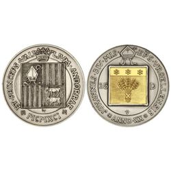 25 Diners. - 1991. - AR con placa cuadrada (AU). 20 aniversario Co-príncipe Episcopal. Tirada: 2.500