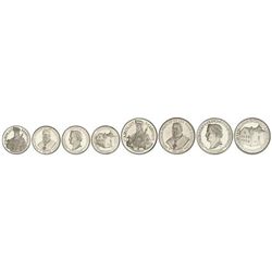 Serie 8 monedas 25 y 50 Diners. - AR. Carlomagno 1960 X-MA1, M1; Obispo Benlloch 1963 X-M2/M3; Napol