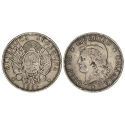 1 Peso. - 1881. - AR. Pátina. (Golpecitos). KM-29. MBC. - -