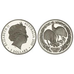 5 Dólares. - 2000. - AR. Olimpiada Sidney´00 : dos emus. KM-438. PROOF.  - -