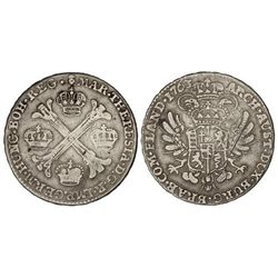 1/2 Kronenthaler. - 1763. - MARÍA TERESA. - PAISES BAJOS AUSTRIACOS. - AR. (Rayas). KM-19. MBC-. - -