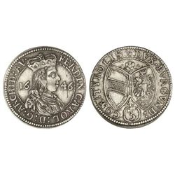 3 Kreuzer. - 1646. - ARCHIDUQUE FERNANDO CARLOS. - HALL. - AR. KM-852. MBC+. - -