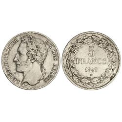 5 Francos. - 1849. - LEOPOLDO I. - AR. KM-3.2. MBC-. - -