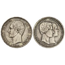 Medalla tipo 5 Francos. - 1853. - AR. Boda Duques de Brabante. En reverso fecha 21-22 Agosto 1853. P