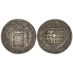 960 Reis. - 1814 R. - JUAN PRINCIPE REGENTE. - RIO DE JANEIRO. - AR. Pátina. Acuñada sobre un 8 Real