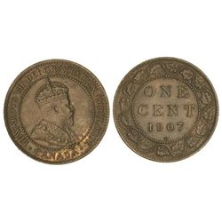 1 Centavo. - 1907-H. - EDUARDO VII. - Br. Restos de brillo original. (Leve golpecito en gráfila y pe