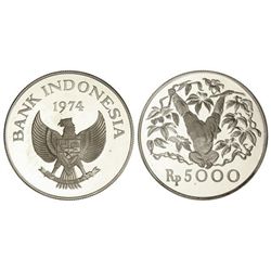 5.000 Rupiah. - 1974. - AR. Conservación animal: Orangután. KM-40a. PROOF. - -