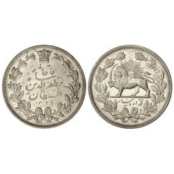 5.000 Dinars (5 Kran). - 1320 d.H. (1902 d.C.). - MUZAFFAR AL-DIN SHAH. - AR. (Pequeños golpecitos y