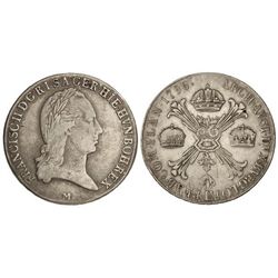 Crocione (Kronenthaler). - 1796-M. - FRANCIS II. - MILÁN. - AR. Pátina. (Pequeños golpecitos y rayas