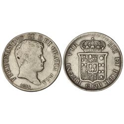 120 Grana. - 1834. - FERNANDO II. - NÁPOLES y SICILIA. - AR. (Pequeños golpecitos y rayitas). C-153.