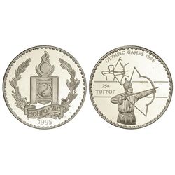 250 Tugrik. - 1995. - AR. Olimpiada Sidney ´96: arquero. KM-112. PROOF. - -