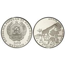 500 Meticais. - 1990. - AR. Defensa de la Naturaleza: jirafas. KM-113. PROOF. - -