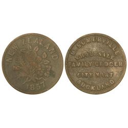 1 Penique. - 1857. - AE. M. Sommerville, Auckland. (Pequeños golpecitos). KM-Tn64. MBC. - -