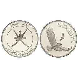 2-1/2 Omani Rial. - 1407 d.H. (1987 d.C.) -. AR. Vida salvaje: Águilas. KM-73. PROOF. - -