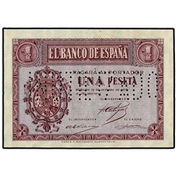 1 Peseta. - 12 Octubre 1937. - Serie C. INUTILIZADO en perforación. Ed-D26n. SC. - -