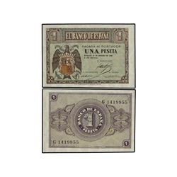 Lote 2 billetes 1 Peseta. - 28 Febrero 1938. - Serie G. Pareja correlativa. RAROS. Ed-D28b. SC. - -