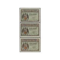 Lote 3 billetes 1 Peseta. - 30 Abril 1938. - Series B, C y F. Ed-D29a. EBC+ a SC. - -