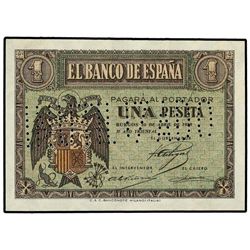 1 Peseta. - 30 Abril 1938. - Serie H. INUTILIZADO en perforación. Ed-D29n. SC. - -