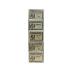 Lote 5 billetes 1 Peseta. - 30 Abril 1938. - Serie H. Ed-D29a. SC. - -