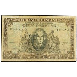 100 Pesetas. - 9 Enero 1940. - Colón. Serie B. FALSO DE ÉPOCA. (Leve rotura). BC+. - -