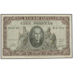 100 Pesetas. - 9 Enero 1940. - Colón. Serie C. (Pequeñas arruguitas). Ed-D39a. EBC+. - -