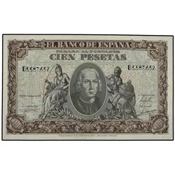 100 Pesetas. - 9 Enero 1940. - Colón. Serie D. Ed-D39a. EBC+. - -