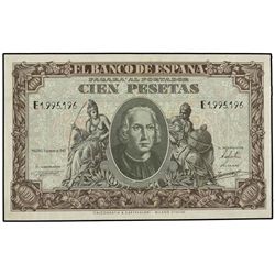 100 Pesetas. - 9 Enero 1940. - Colón. Serie E. Ed-D39a. EBC-. - -