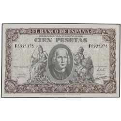 100 Pesetas. - 9 Enero 1940. - Colón. Serie F. (Pequeñas arruguitas). Ed-D39a. SC. - -