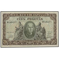 100 Pesetas. - 9 Enero 1940. - Colón. Serie F. Ed-D39a. SC-. - -