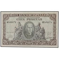 100 Pesetas. - 9 Enero 1940. - Colón. Serie G. (Pequeñas manchitas en margen). Ed-D39a. MBC+. - -