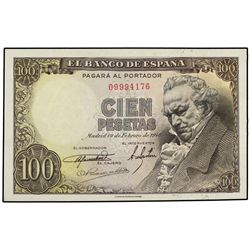 100 Pesetas. - 19 Febrero 1946. - Goya. Sin Serie. Ed-D52. SC-. - -