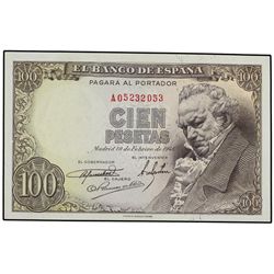 100 Pesetas. - 19 Febrero 1946. - Goya. Serie A. Ed-D52a. SC. - -