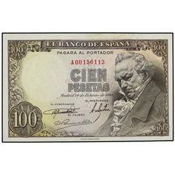 100 Pesetas. - 19 Febrero 1946. - Goya. Serie A. Ed-D52a. SC. - -