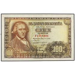 100 Pesetas. - 2 Mayo 1948. - Bayeu. Serie F. Ed-D57a. SC. - -