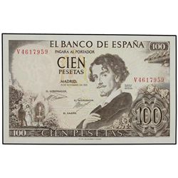 100 Pesetas. - 19 Noviembre 1965. - - Bécquer. Serie V. ERROR: Firma del cajero desplazada. Ed-D71a.