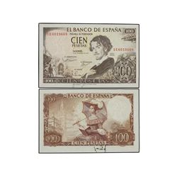100 Pesetas. - 19 Noviembre 1965. - - Bécquer. Serie 1E. ERROR: Doble firma del cajero y firma de ca