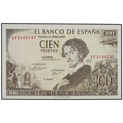 100 Pesetas. - 19 Noviembre 1965. - - Bécquer. Serie 1F. ERROR: Falta la firma del cajero. Ed-D71a.