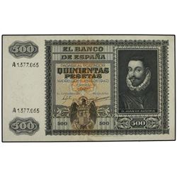 500 Pesetas. - 9 Enero 1940. - Juan de Austria. (Restos de escritura manuscrita en anverso). Ed-D40.