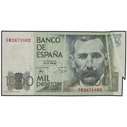 1.000 Pesetas. - 23 Octubre 1979. - - Pérez Galdós. Serie 5W. ERROR: Varios pliegues. Ed-E3a. MBC. -