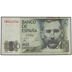 1.000 Pesetas. - 23 Octubre 1979. - - Pérez Galdós. Serie 7W. ERROR: 2º numerador parcialmente impre