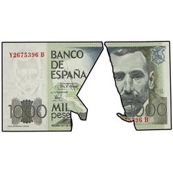 1.000 Pesetas. - 23 Octubre 1979. - - Pérez Galdós. Serie Y-B. ERROR: Gran rotura vertical y arrugad