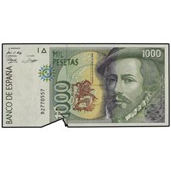 1.000 Pesetas. - 12 Octubre 1992. - - Hernán Cortés. Serie D. ERROR: Fuelle en parte inferior. Ed-E9