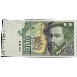 1.000 Pesetas. - 12 Octubre 1992. - - Hernán Cortés. Serie 2R. ERROR: Mal cortado y falto de impresi