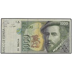 1.000 Pesetas. - 12 Octubre 1992. - - Hernán Cortés. Serie 2X. ERROR: Descentrado. Ed-E9a. MBC-. - -